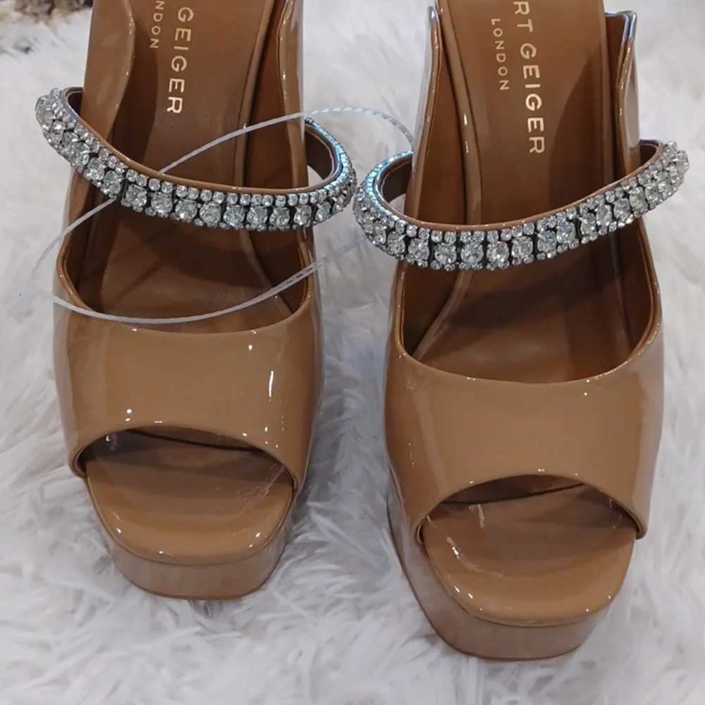 Kurt Geiger London Duke Platform Rhinestone Jeweled Peep Toe Sandals NEW - Picture 5 of 12